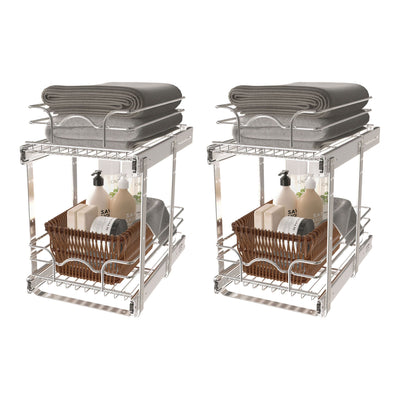 Rev-A-Shelf Kitchen Cabinet Pull Out Shelf Organizer, 12x18" 5WB2-1218CR(2 Pack)