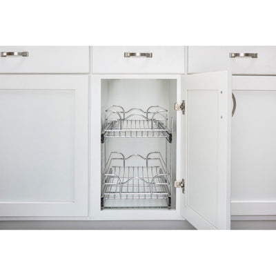 Rev-A-Shelf Kitchen Cabinet Pull Out Shelf Organizer, 12x18" 5WB2-1218CR(2 Pack)