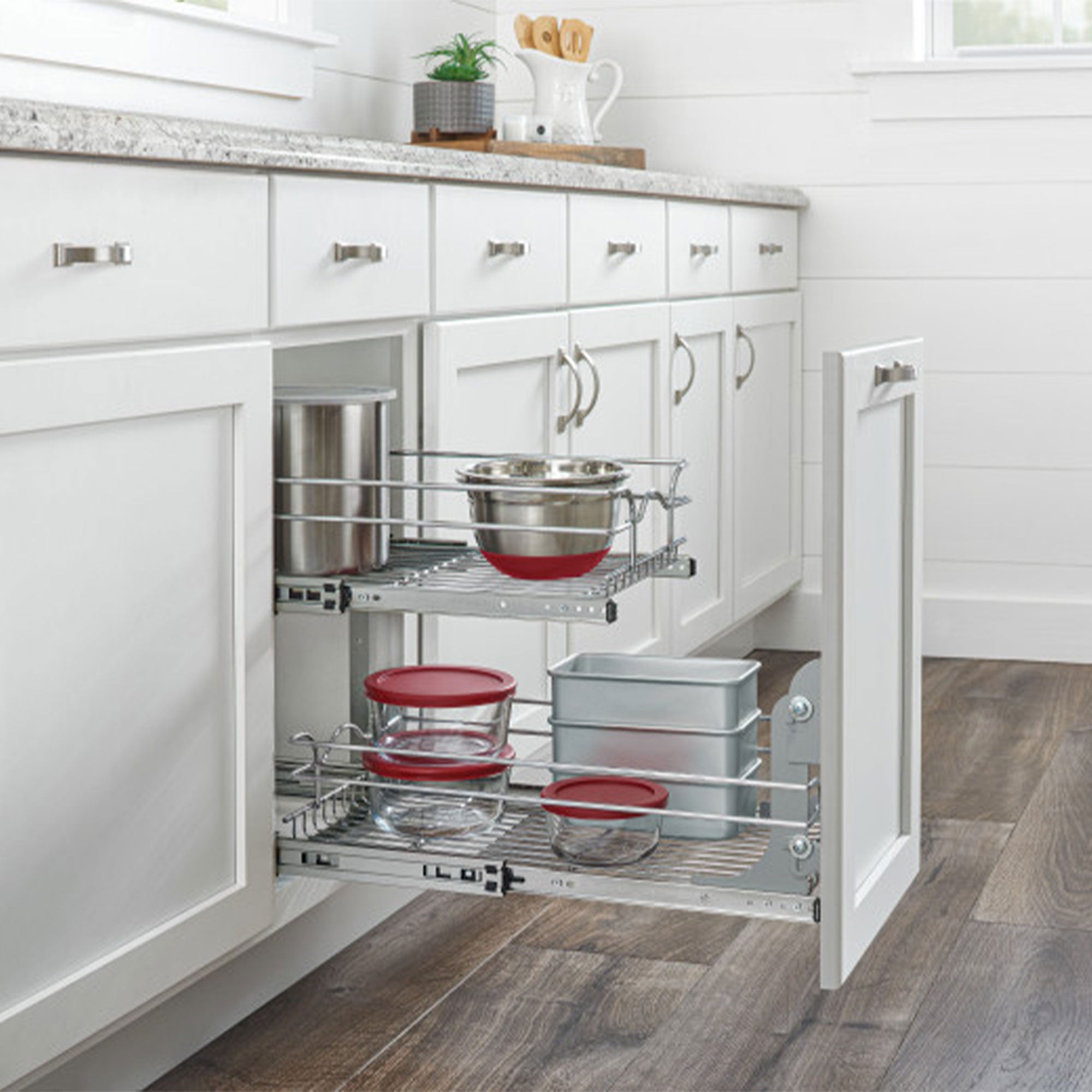 Rev-A-Shelf Kitchen Cabinet Pull Out Shelf Organizer, 12x18" 5WB2-1218CR(2 Pack)