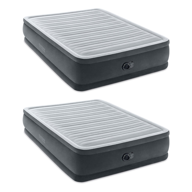 Intex 64413ED Elevated Dura Beam Fiber Tech Airbed with Pump, Queen (2 Pack)