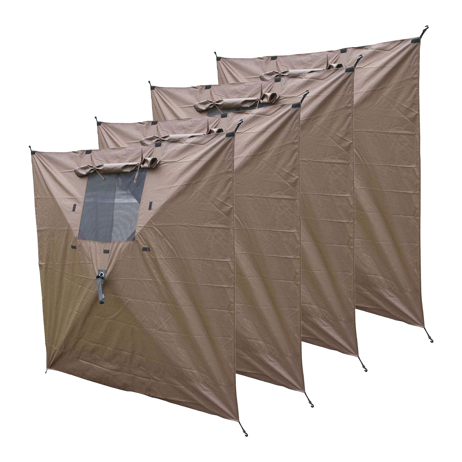 CLAM Quick-Set Screen Hub Tent Wind & Sun Panels, Accessory Only, Brown (4 Pack) - VMInnovations