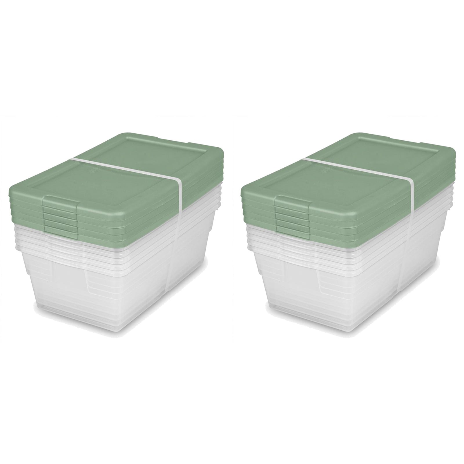 Sterilite Clear Stackable 6 Qt Storage Tote Box Container, Crisp Green (10 Pack) - VMInnovations
