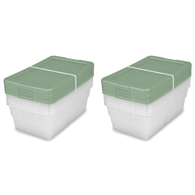 Sterilite Clear Stackable 6 Qt Storage Tote Box Container, Crisp Green (10 Pack) - VMInnovations