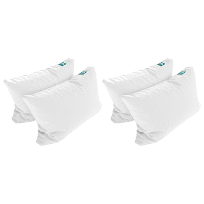 Sleepgram Bed Support Sleeping Pillow with Cover, Queen Size, White (4 Pack)