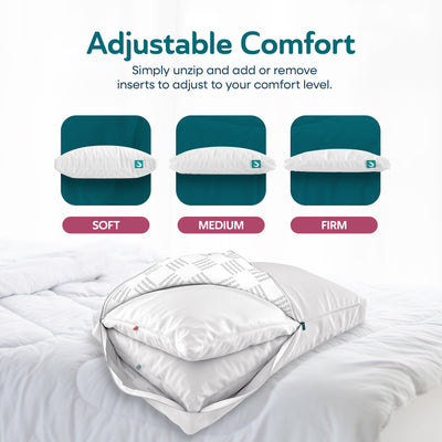 Sleepgram Bed Support Sleeping Pillow with Cover, Queen Size, White (4 Pack)