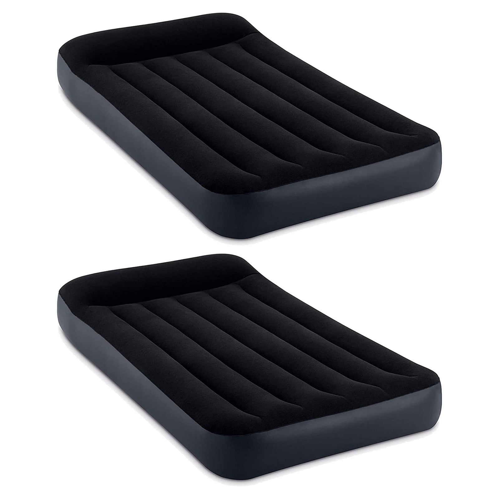 Intex Dura Pillow Rest Classic Blow Up Mattress Air Bed with Pump, Twin (2 Pack) - VMInnovations