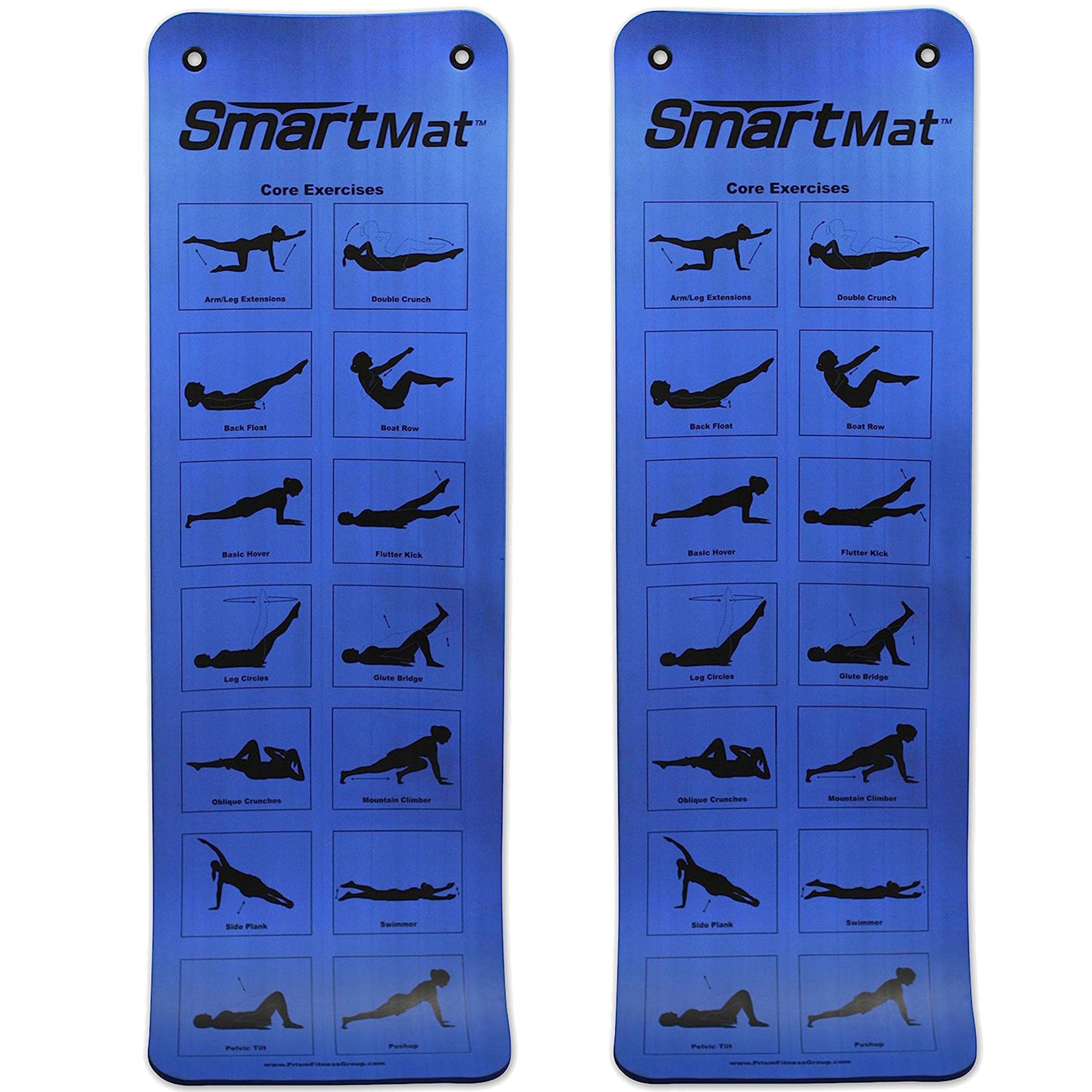 Prism Fitness Thick Smart Self Guided Stretching and Exercise Mat, Blue (2 Pack) - VMInnovations