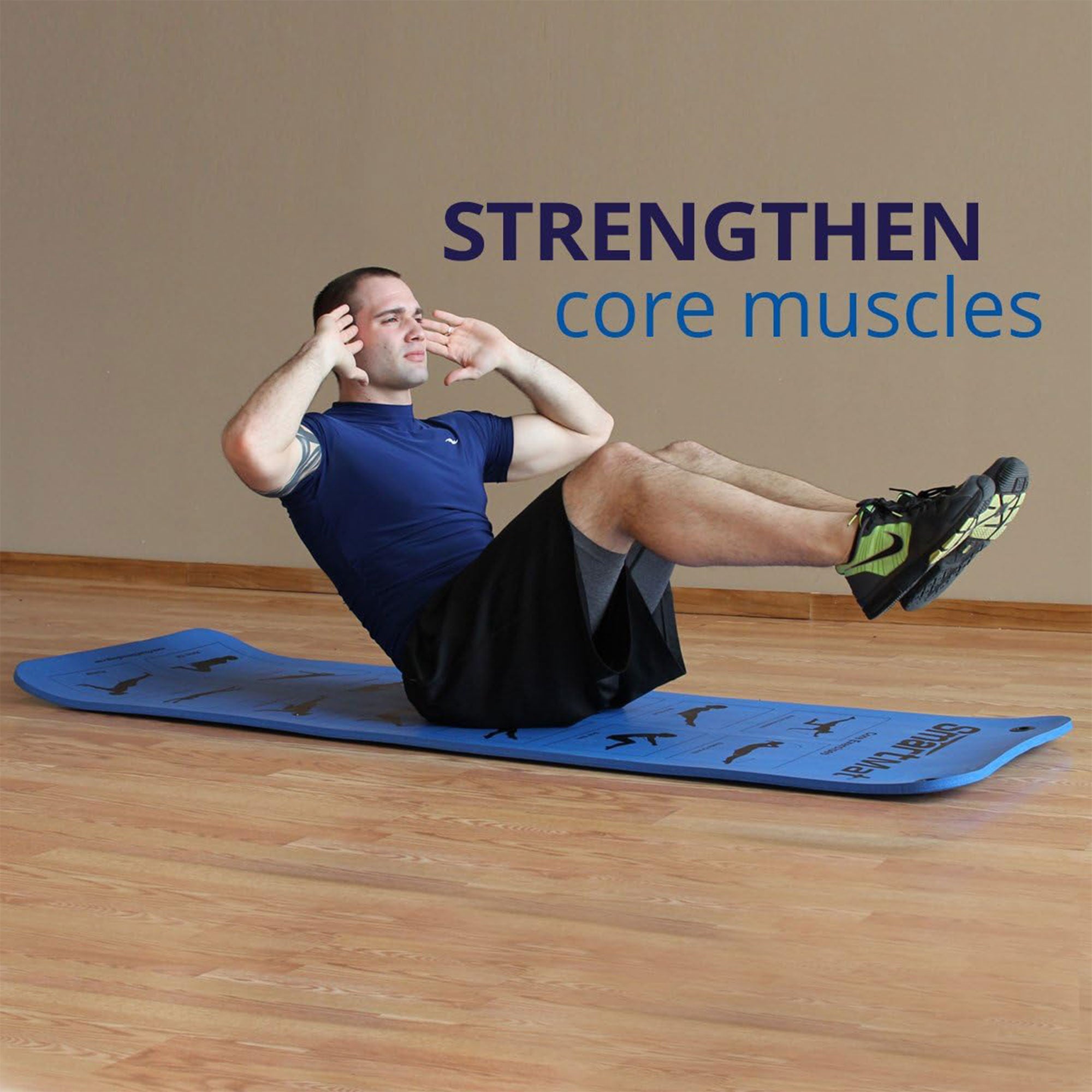 Prism Fitness Thick Smart Self Guided Stretching and Exercise Mat, Blue (2 Pack) - VMInnovations