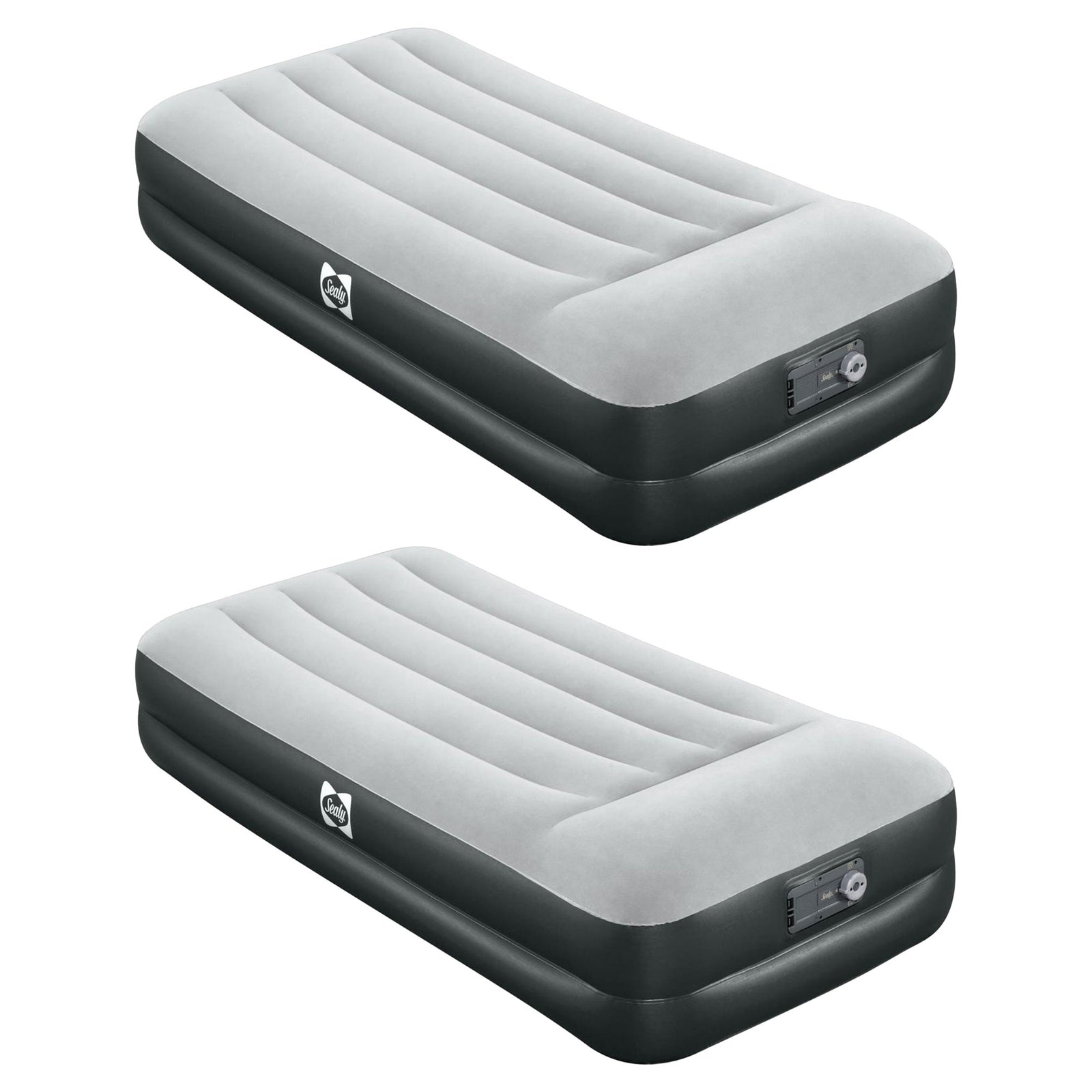 Sealy Tritech 16 Inch Air Mattress Bed 2 Person with Built-In AC Pump, 2 Pack - VMInnovations