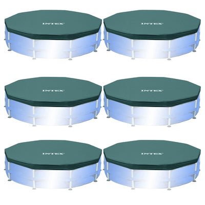 Intex 10 Foot Round Easy Set Outdoor Backyard Swimming Pool Cover, Blue (6 Pack)