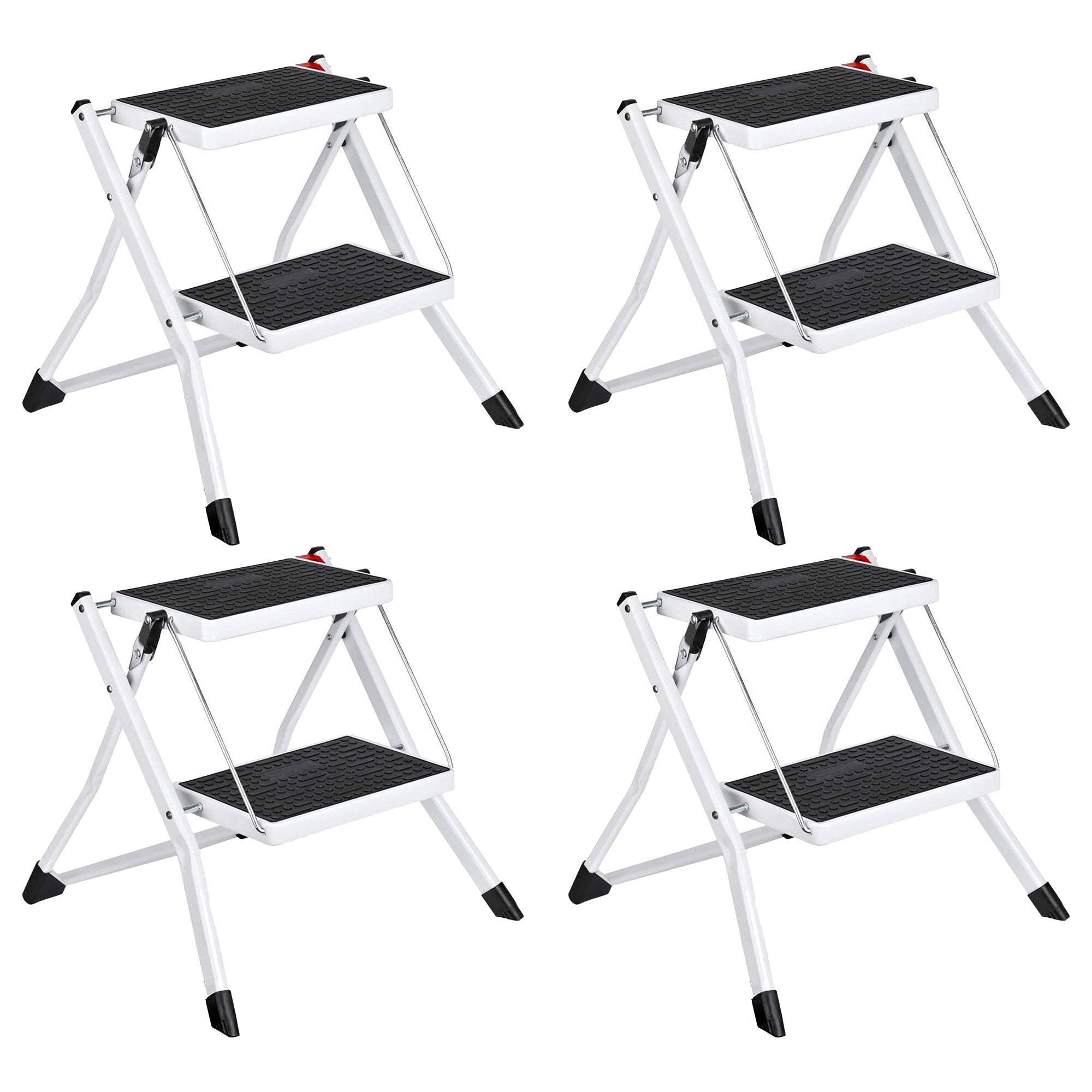 Delxo Steel Folding 2 Mini Stool Safe Step Stepladder with Carry Handle (4 Pack) - VMInnovations