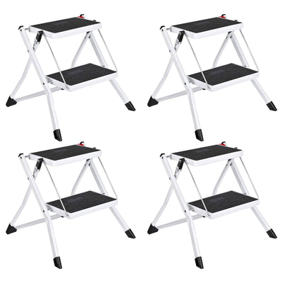 Delxo Steel Folding 2 Mini Stool Safe Step Stepladder with Carry Handle (4 Pack) - VMInnovations