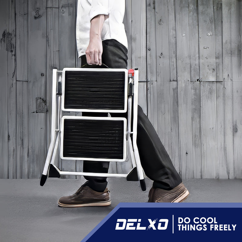 Delxo Steel Folding 2 Mini Stool Safe Step Stepladder with Carry Handle (4 Pack)