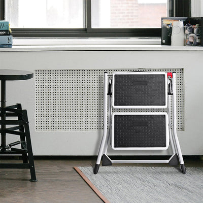 Delxo Steel Folding 2 Mini Stool Safe Step Stepladder with Carry Handle (4 Pack) - VMInnovations