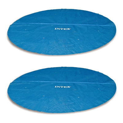 Intex 16 Foot Round Easy Set Outdoor Backyard Swimming Pool Cover, Blue (2 Pack) - VMInnovations
