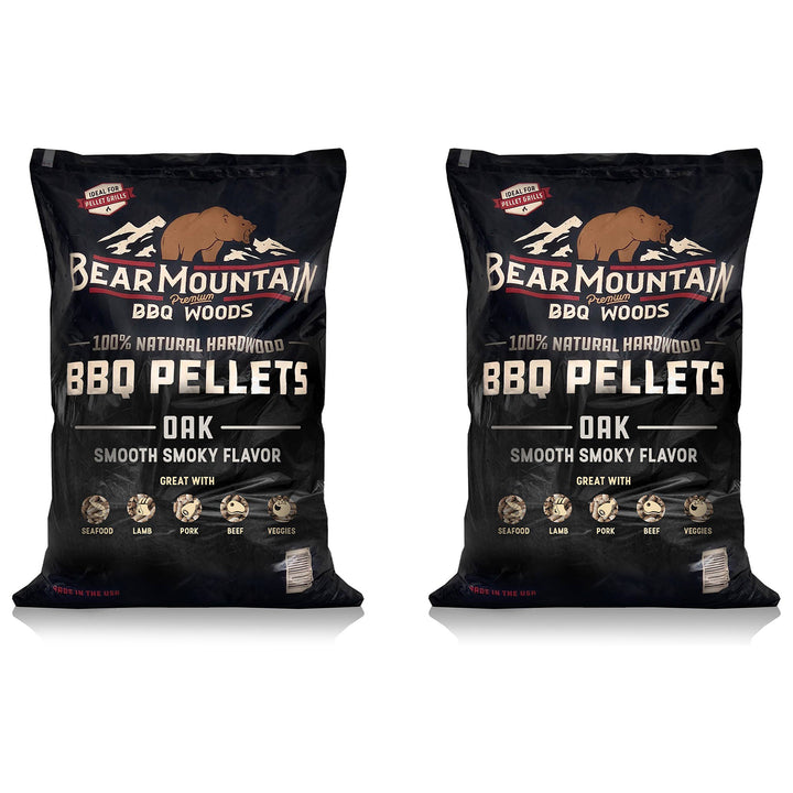Bear Mountain BBQ All Natural Oak Hardwood Smoker Pellets, 40 Pounds (2 Pack)