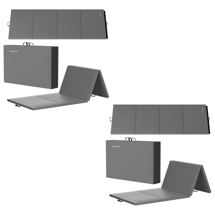 BalanceFrom Fitness GoGym 4' x 10' x 2" Folding Gymnastics Mat, Gray (2 Pack)