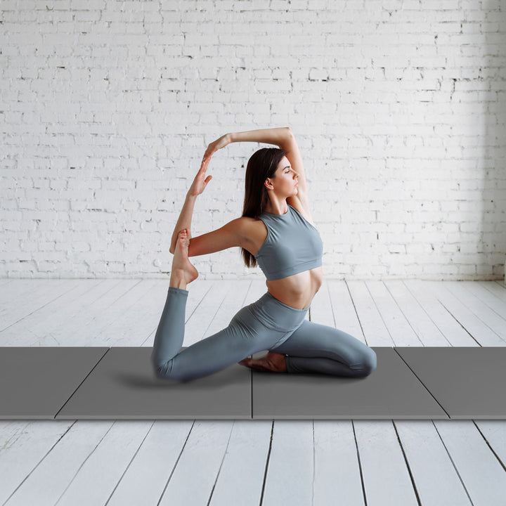 BalanceFrom Fitness GoGym 4' x 10' x 2" Folding Gymnastics Mat, Gray (2 Pack)