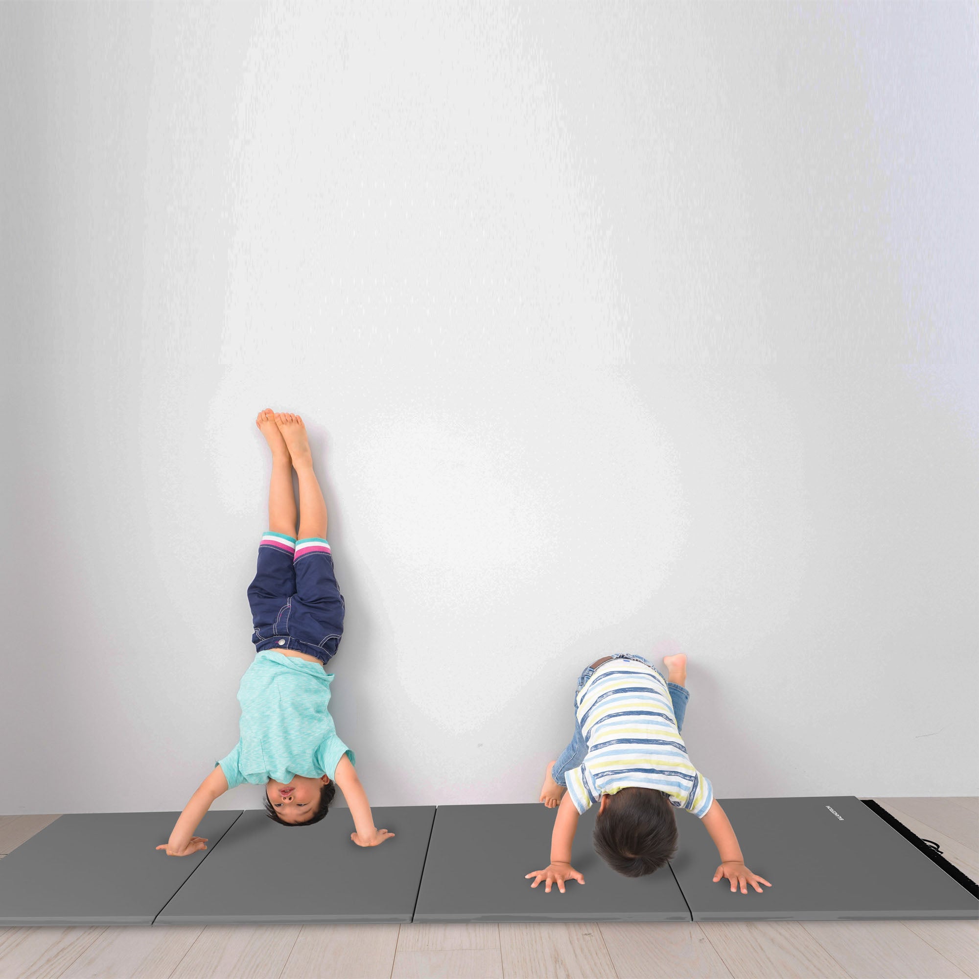 BalanceFrom Fitness GoGym 4' x 10' x 2" Folding Gymnastics Mat, Gray (2 Pack) - VMInnovations