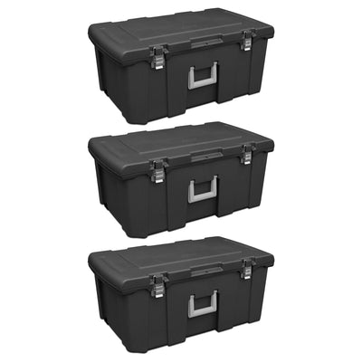 Sterilite Wheeled Footlocker, Plastic Utility Storage Container, Black, 3 Pack