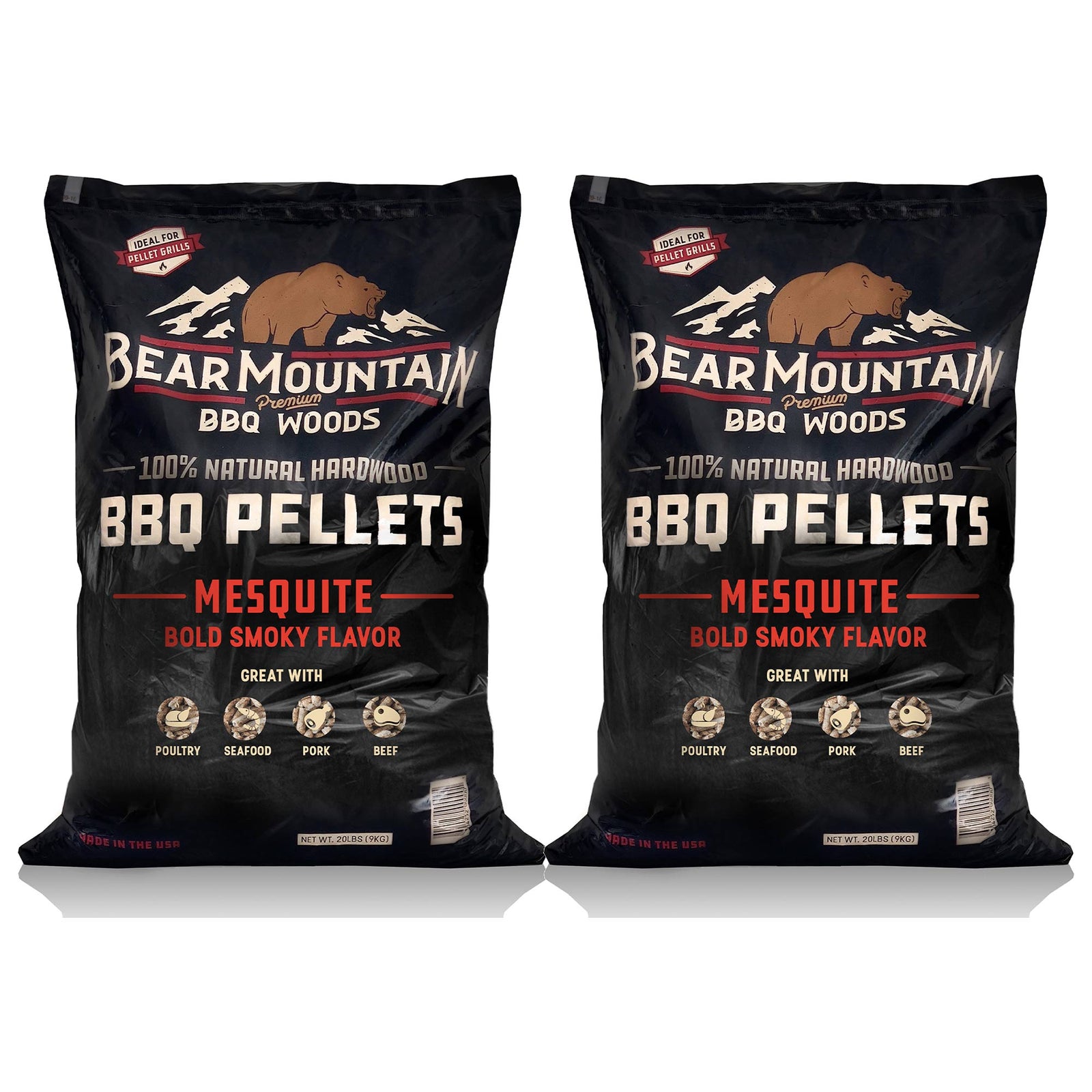 Bear Mountain BBQ All Natural Wood Mesquite Smoker Pellets, 40 Pounds (2 Pack) - VMInnovations