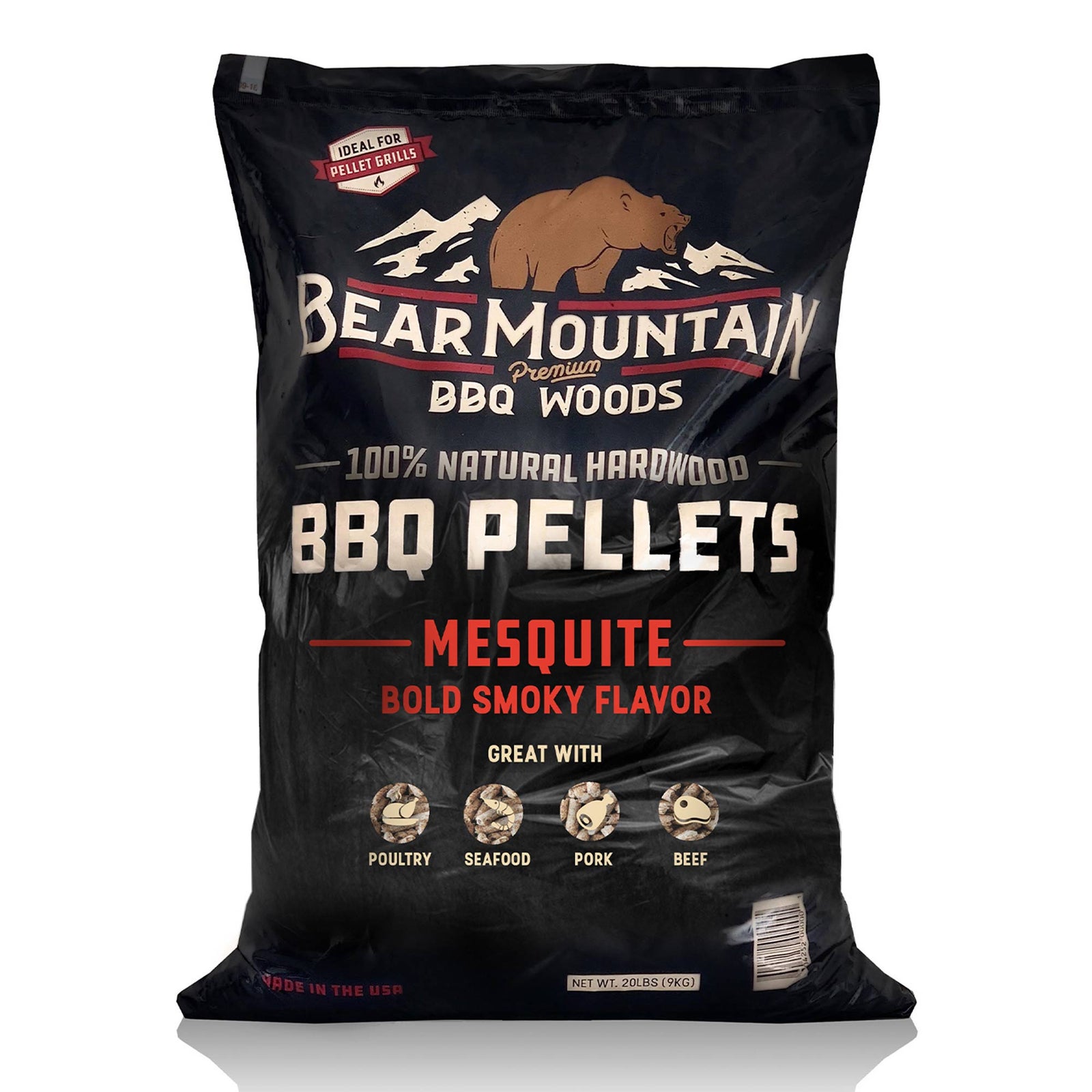 Bear Mountain BBQ All Natural Wood Mesquite Smoker Pellets, 40 Pounds (2 Pack) - VMInnovations