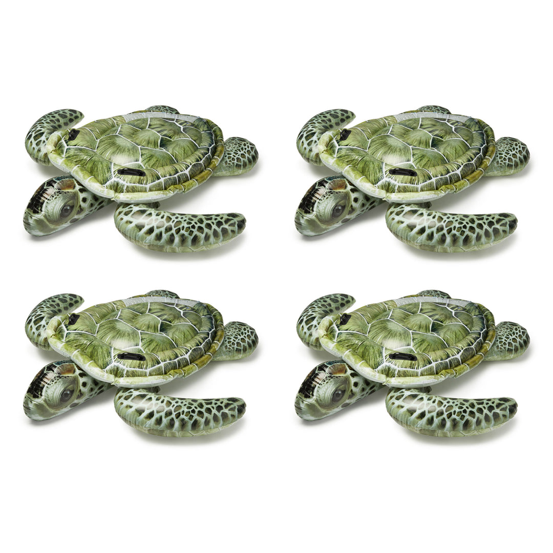 Intex Realistic Sea Turtle Inflatable Ride On Pool Float with Handles (4 Pack)