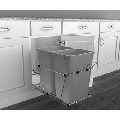 Rev-A-Shelf 35 Quart Double Pull Out Trash Can, Silver, RV-18KD-17C S (6 Pack)