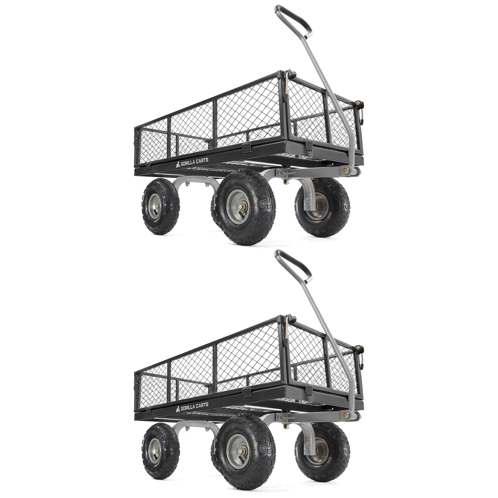 Gorilla Carts Steel Utility Cart Beach Wagon, 800 Pound Capacity, Gray (2 Pack) - VMInnovations