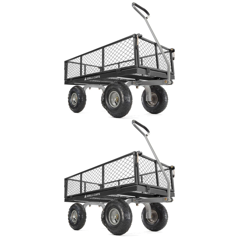 Gorilla Carts Steel Utility Cart Beach Wagon, 800 Pound Capacity, Gray (2 Pack)