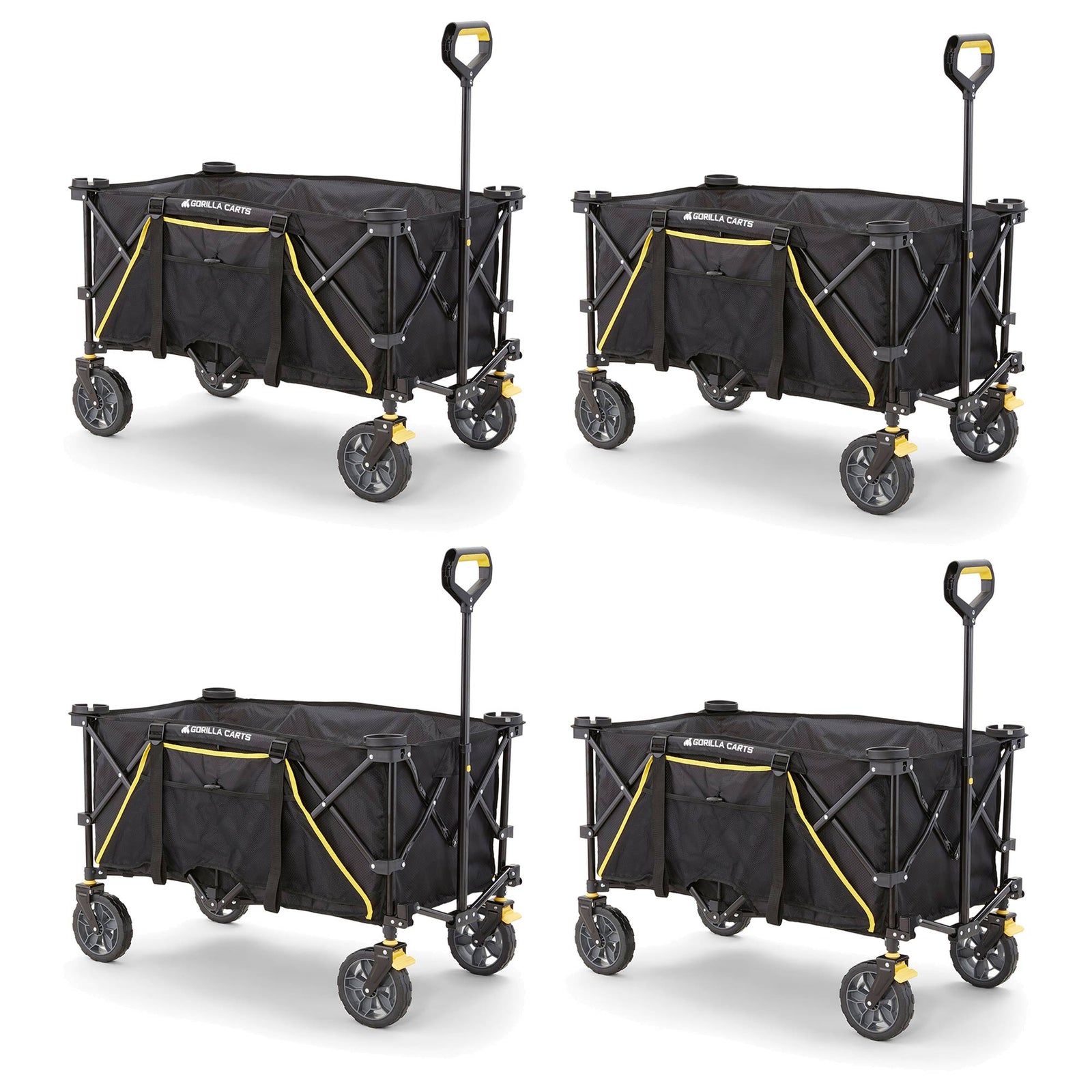 Gorilla Carts 7 Cu Ft Collapsible Utility Wagon,Oversize Bed, Black (4 Pack) - VMInnovations