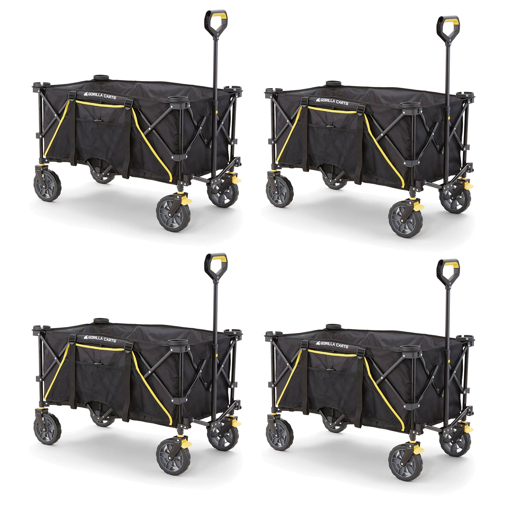Gorilla Carts 7 Cu Ft Collapsible Utility Wagon,Oversize Bed, Black (4 Pack) - VMInnovations