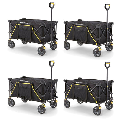 Gorilla Carts 7 Cu Ft Collapsible Utility Wagon,Oversize Bed, Black (4 Pack)