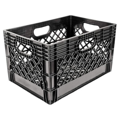 Juggernaut Storage 24 Quart Storage Crate with Handles, Black, Set of 3 (2 Pack)