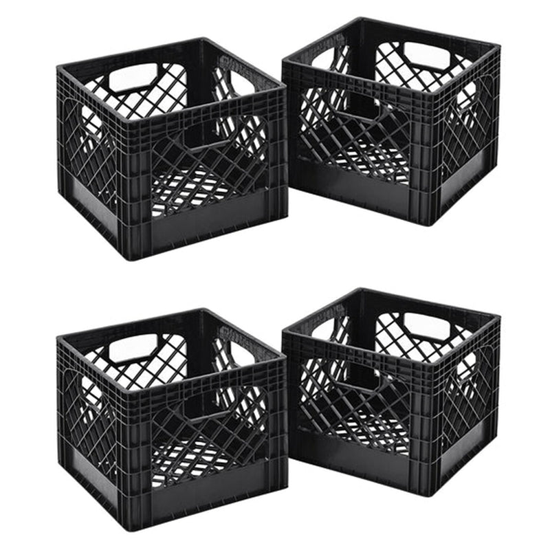 Juggernaut Storage 16 Quart Storage Crate with Handles, Black, Set of 2 (2 Pack)