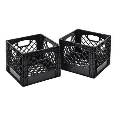 Juggernaut Storage 16 Quart Storage Crate with Handles, Black, Set of 2 (2 Pack)