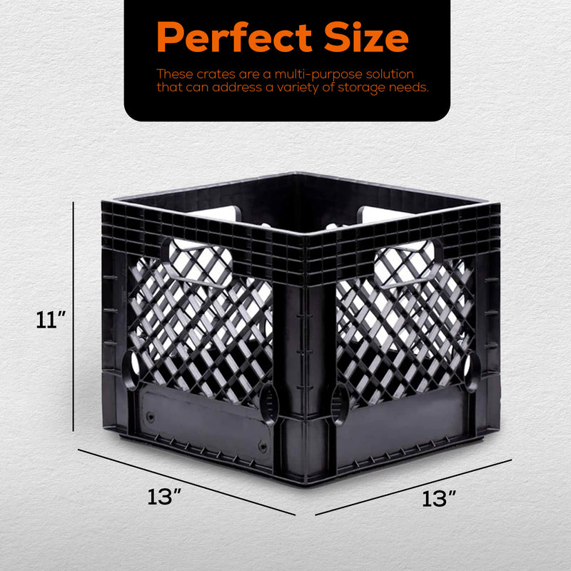 Juggernaut Storage 16 Quart Storage Crate with Handles, Black, Set of 2 (2 Pack)