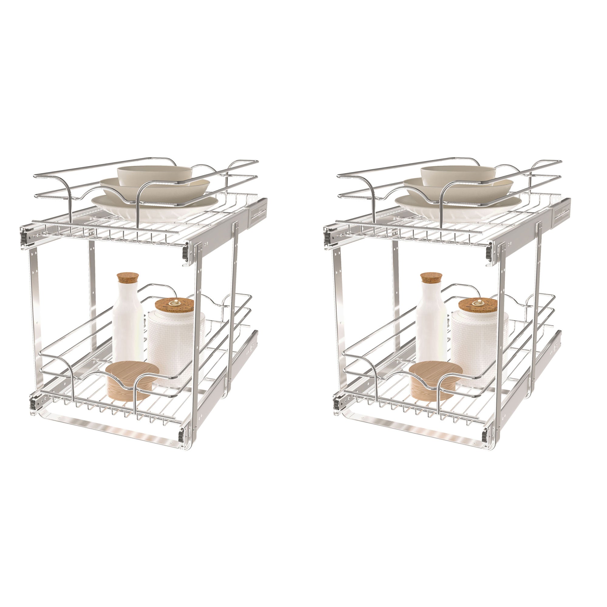 Rev-A-Shelf Cabinet Pull Out Shelf Organizer, 12 x 22 In, 5WB2-1222CR-1 (2 Pack)