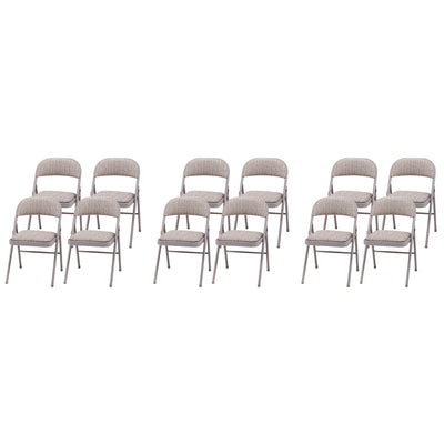 MECO Sudden Comfort Deluxe Metal Fabric Padded Folding Chair Set, Gray (12 Pack)