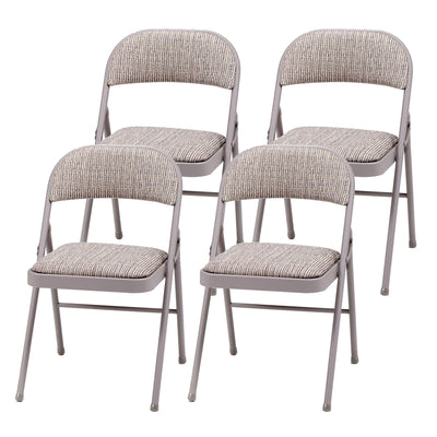 MECO Sudden Comfort Deluxe Metal Fabric Padded Folding Chair Set, Gray (12 Pack)