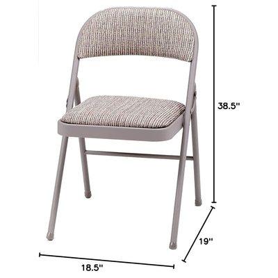 MECO Sudden Comfort Deluxe Metal Fabric Padded Folding Chair Set, Gray (12 Pack)