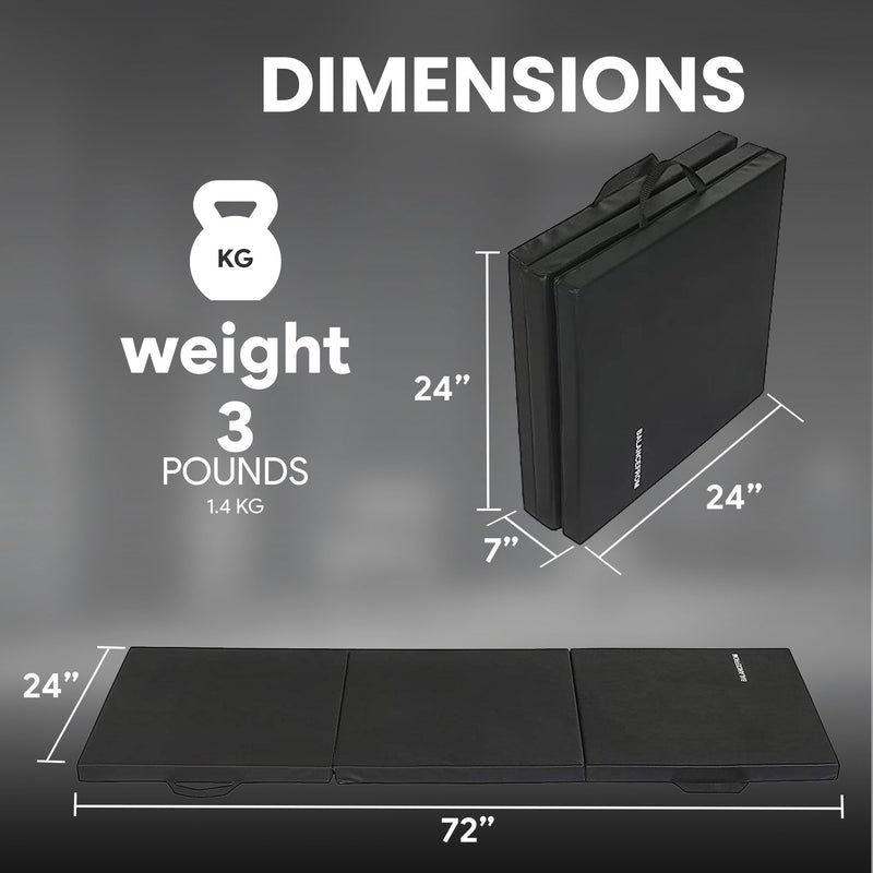 BalanceFrom Fitness GoGym 6x2ft Folding 3 Panel Exercise Mat, Black (2 Pack)