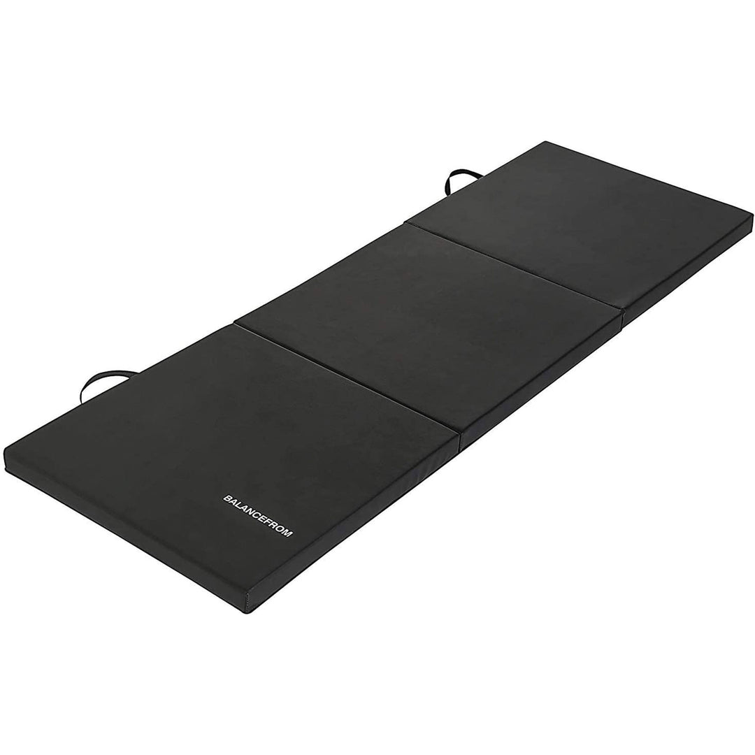 BalanceFrom Fitness GoGym 6x2ft Folding 3 Panel Exercise Mat, Black (2 Pack)