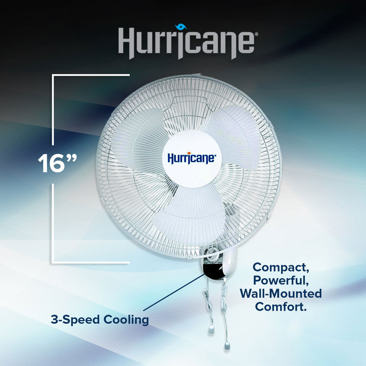 Hurricane Classic 16 Inch 90 Degree Oscillating 3 Speed Wall Fan, White (4 Pack)