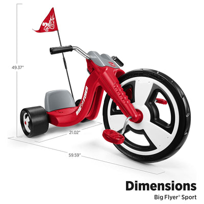 Radio Flyer Big Flyer Sport with Large Front Wheel and Adjustable Seat, Red - VMInnovations