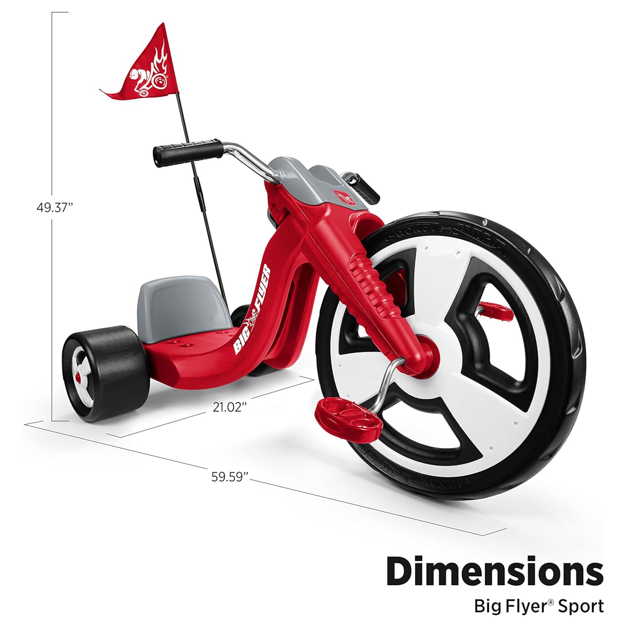 Radio Flyer Big Flyer Sport w/Large Front Wheel & Adjustable Seat, Red(Open Box) - VMInnovations