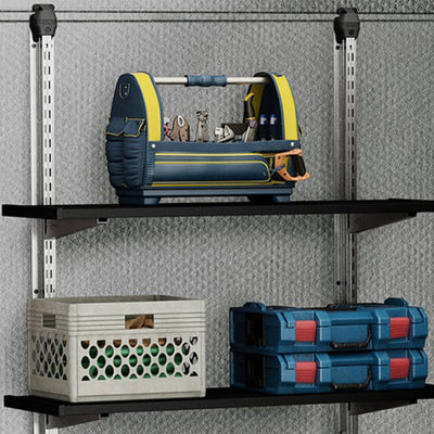 Keter 40 Inch Steel Reinforced Utility Storage Shed Shelf Kit, Black (Open Box) - VMInnovations