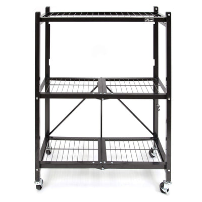 Origami 3 Tier Folding Shelf Garage Shelves Heavy Duty Shelving with Wheels - VMInnovations