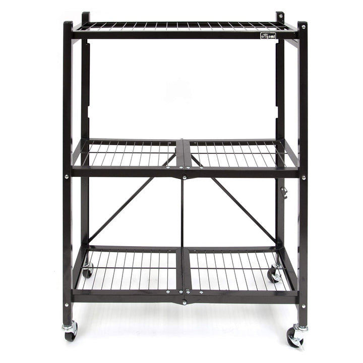 Origami 3 Tier Folding Shelf Garage Shelves Heavy Duty Shelving with Wheels