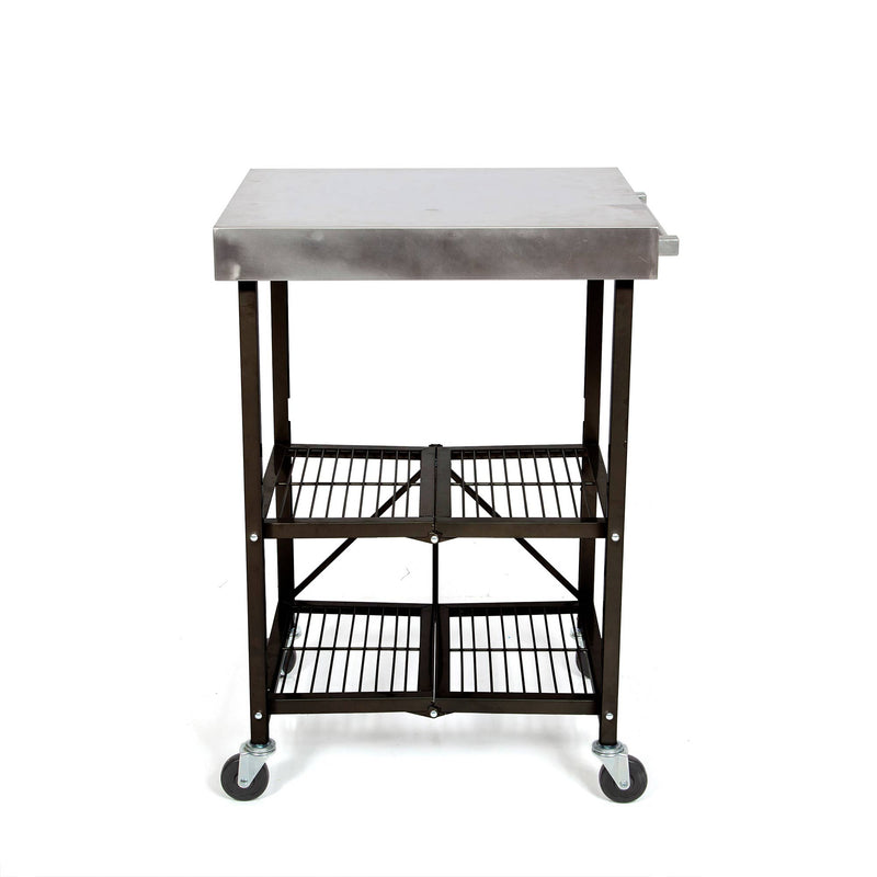 Origami RBT Stainless Steel Foldable Kitchen Cart w/4 Wheels, Black (Open Box)